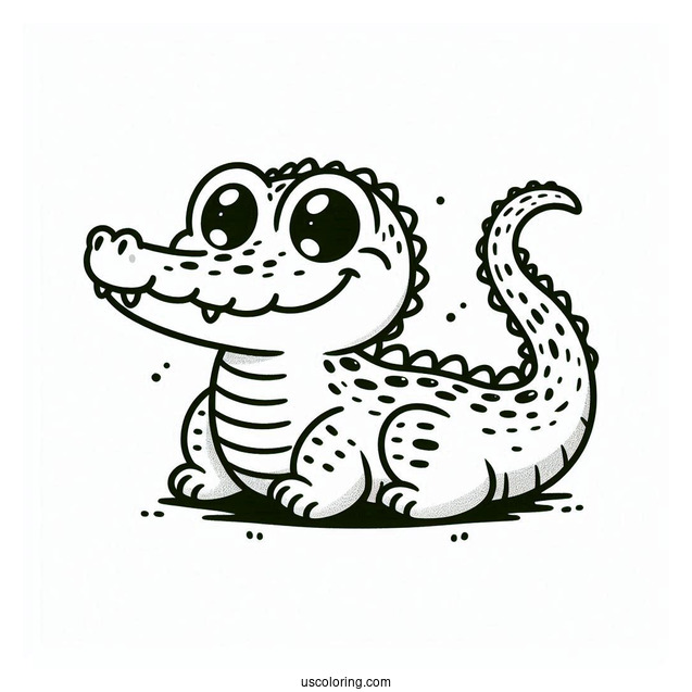 Simple To Color Crocodile Picture For Kids