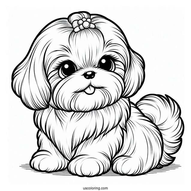 Adorable Shih Tzu To Color