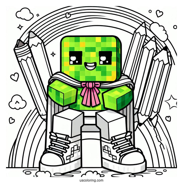 Happy Minecraft Hulk Coloring Page For Kids
