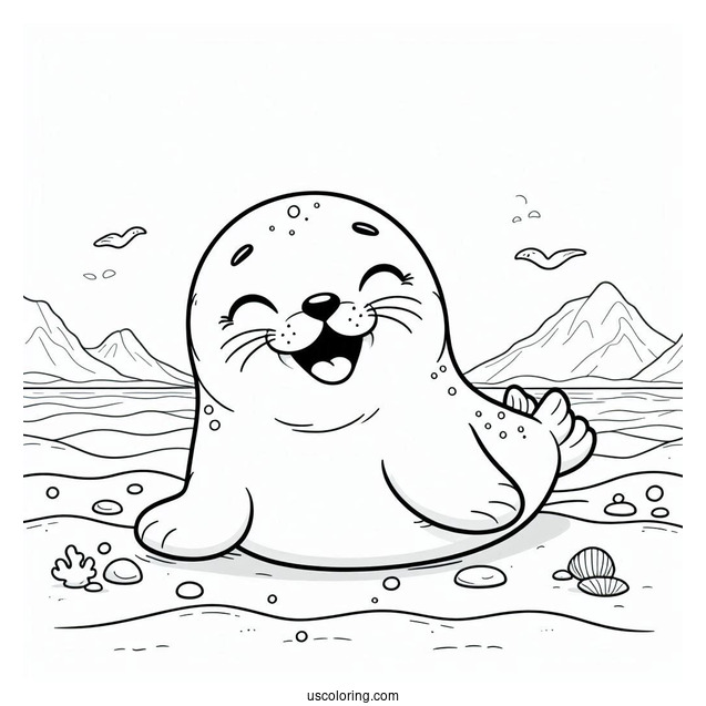 Laughing Baby Seal Coloring Page Under The Ocean