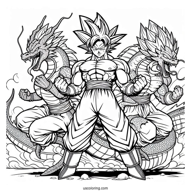 Detailed Coloring Sheet Of Dragon Team