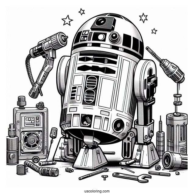 R2-D2 Coloring Page Fixing Engine