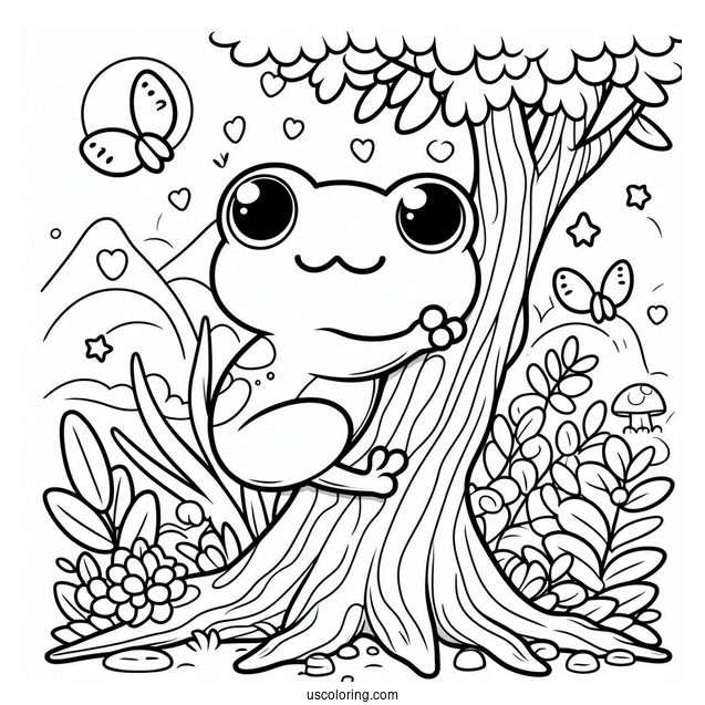Cute Kawaii Frog In The Wild