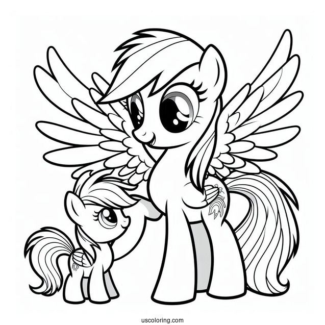 Rainbow Dash Coloring Page And Soarin With Their Baby For Kids
