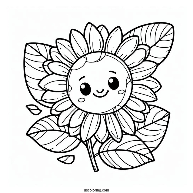 Flower Coloring Pages Of Smiling Sunflower For Preschoolers