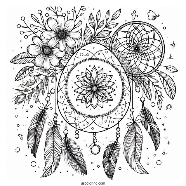 Floral Easter Egg Coloring Page Dreamcatcher