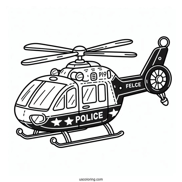Police Helicopter Coloring Page For Kids