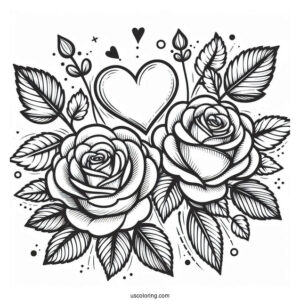 Two Roses With a Love Heart