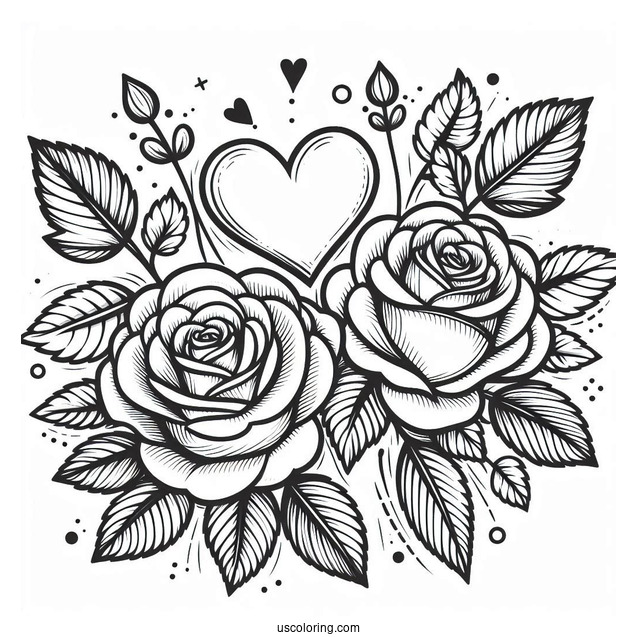 Two Roses With a Love Heart