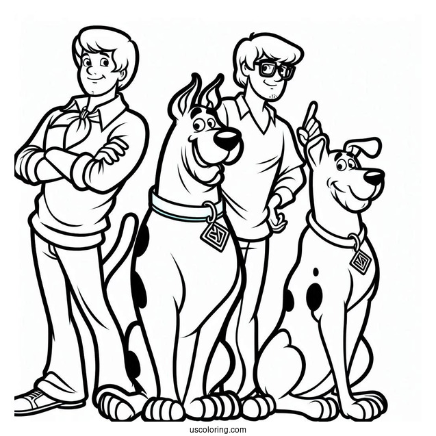 The Scooby Gang Coloring Page For Kids
