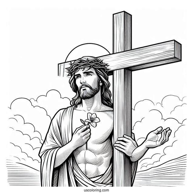 Jesus Christ On Cross Coloring For Kids