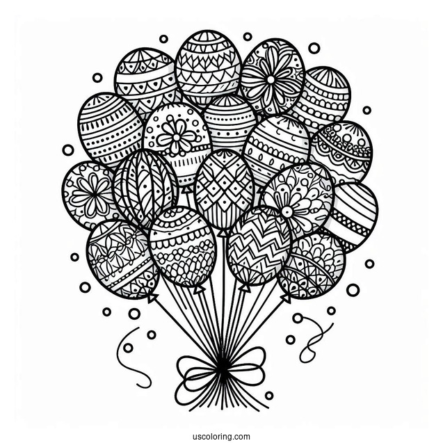 Bunch Of Balloons With Patterns And Ribbon