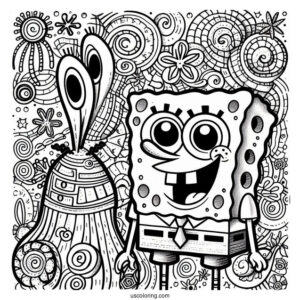 SpongeBob Coloring Page Of Detailed Karen Plankton