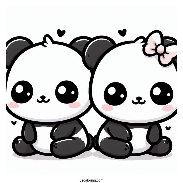 Two Cute Kawaii Pandas