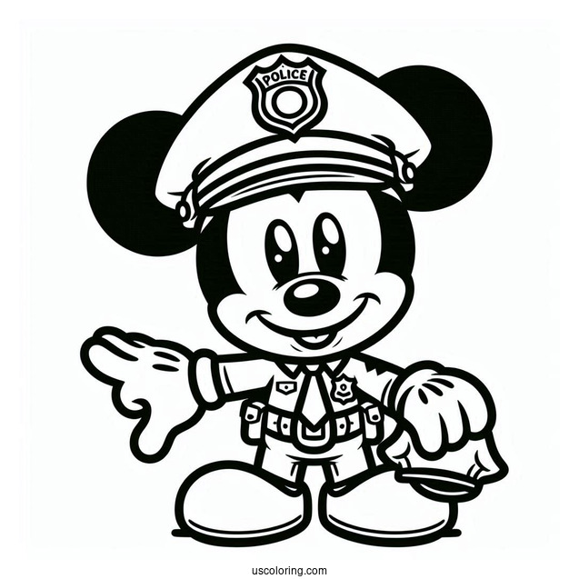 Mickey Mouse Police Officer Coloring Page