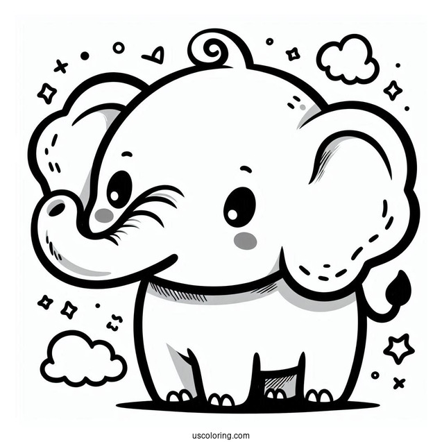 Kawaii Elephant With Little Trunk