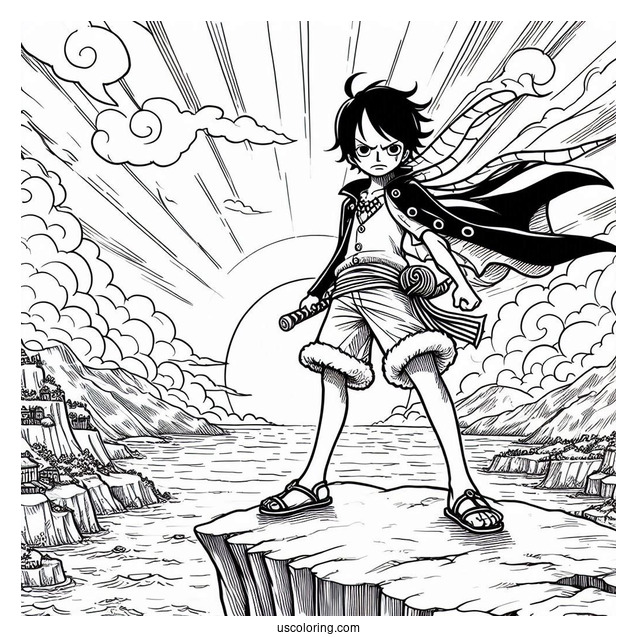 One Piece Coloring Page Of Nico Robin On Cliff