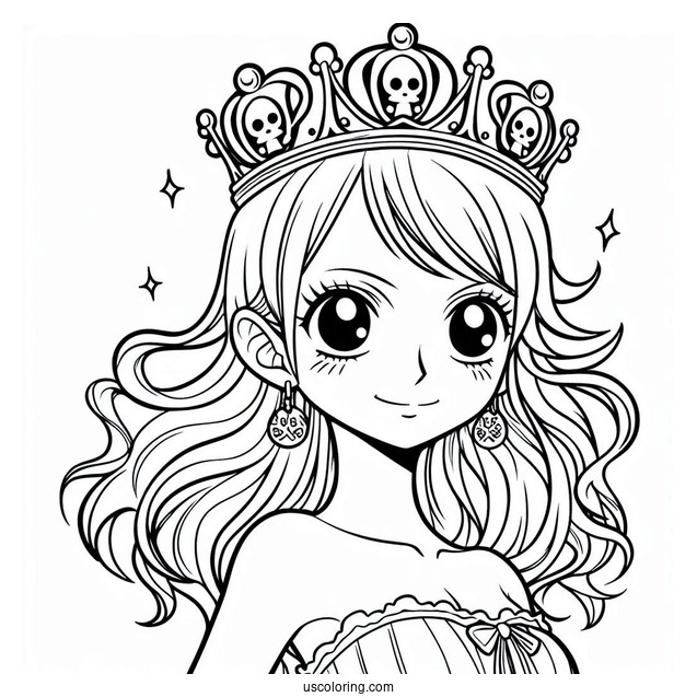 Luffy Coloring Page With Nami Wearing Crowns