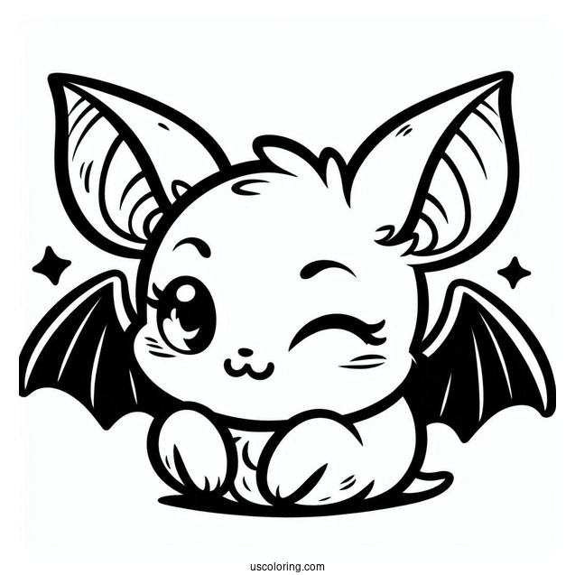 Winking Bat Coloring Page For Kids