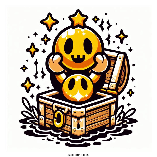 Brawl Stars Coloring Page Of Sunken Chest Holding Up Gold Orb
