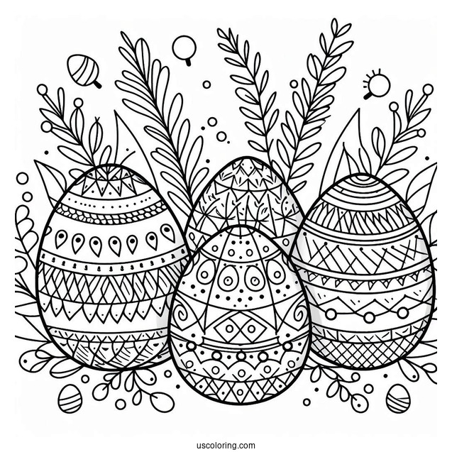 Geometric Easter Coloring Page Of Eggs