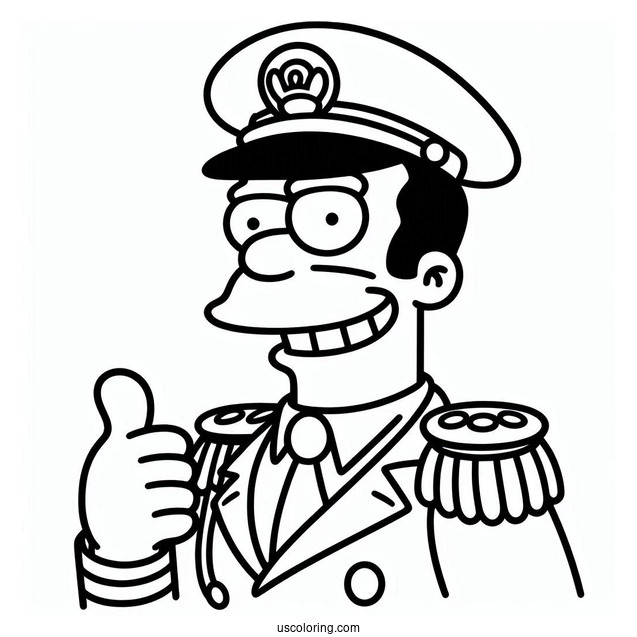 Simpsons Coloring Pages Of Easy Grinning Captain McCallister For Kids