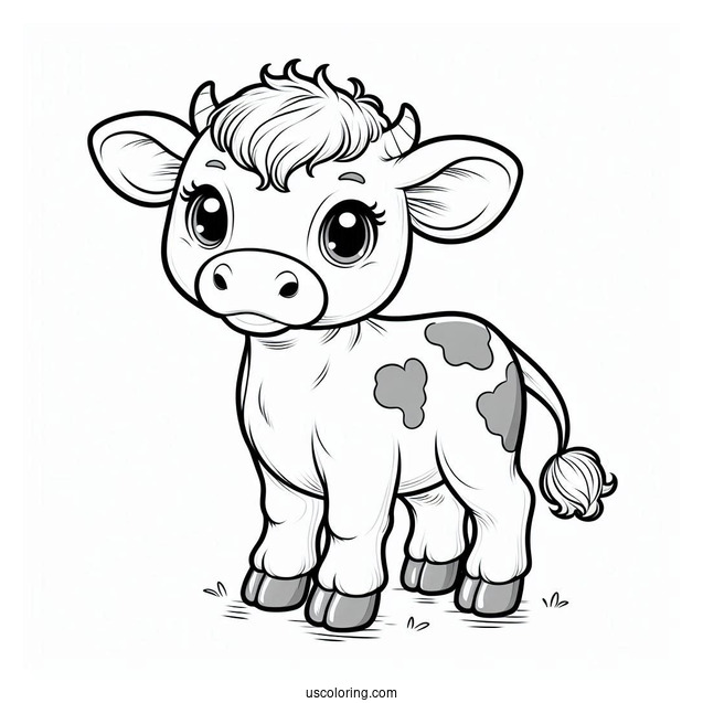 Easy Baby Cow Coloring In Page