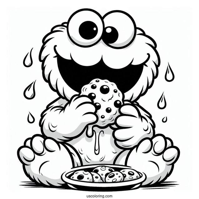 Coloring Sheet Of Cookie Monster Eating Cookie