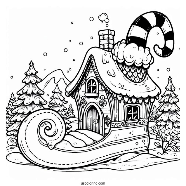 Elf Shoe Shaped House In The North Pole Coloring Page For Kids