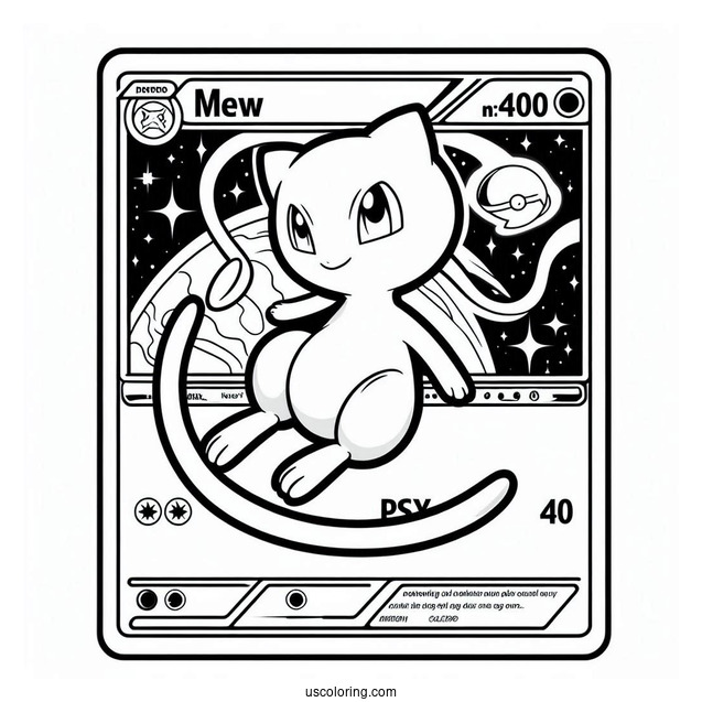 Mew Coloring Page Psywave Pokemon Card