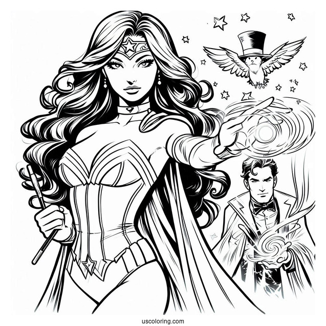 Justice League Coloring Page Of Zatanna Performing Magic