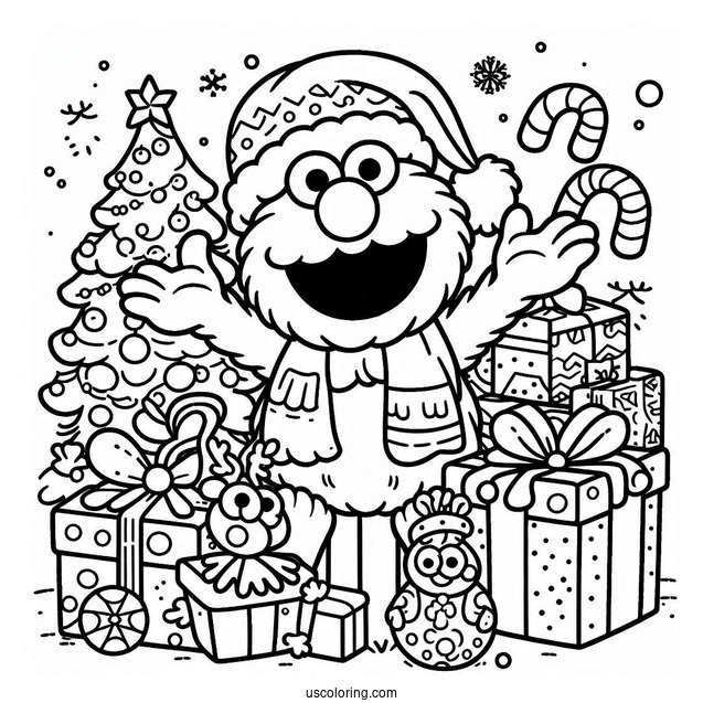 Christmas Themed Elmo Coloring Sheet