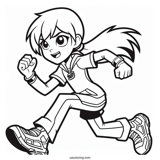 Ben 10 Coloring Page Of Young Gwen Tennyson Running For Kids