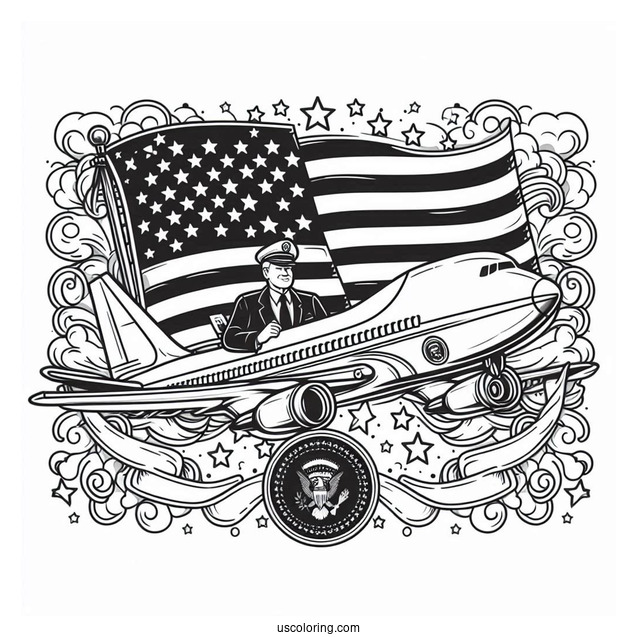Happy President s Day Air Force One Plane Coloring Page