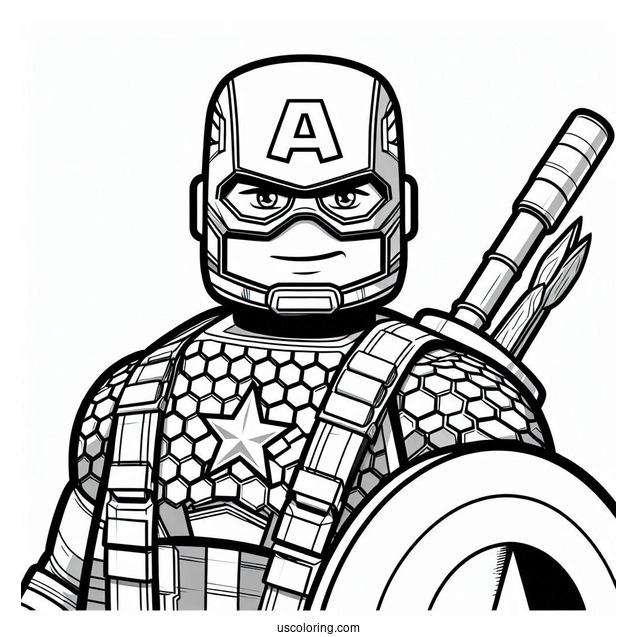 Captain America As a Lego Figurine To Color