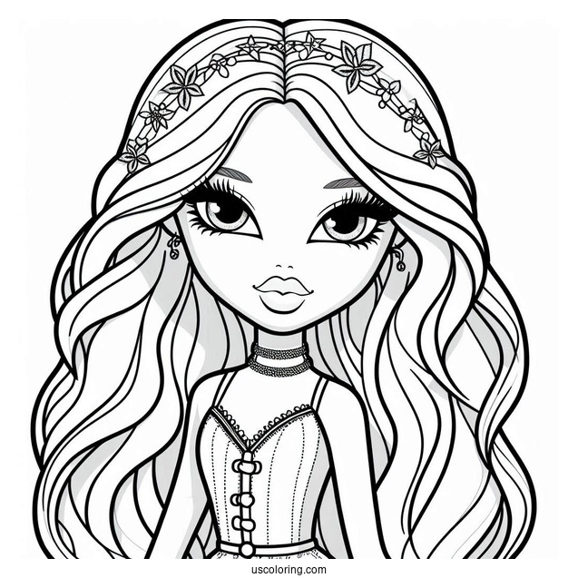 Cloe Bratz Doll Coloring Page For Kids