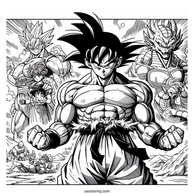 Manga Coloring Page Of Dragon Ball Z Detailed Panel