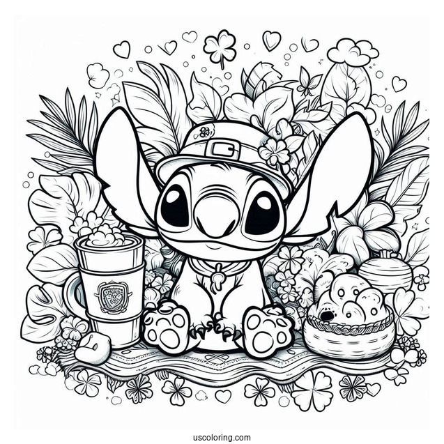 Lilo And Stitch Themed St Patrick_s Day Coloring Sheet