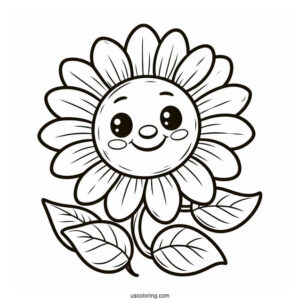 Flower Coloring Pages Of Smiling Sunflower For Preschoolers