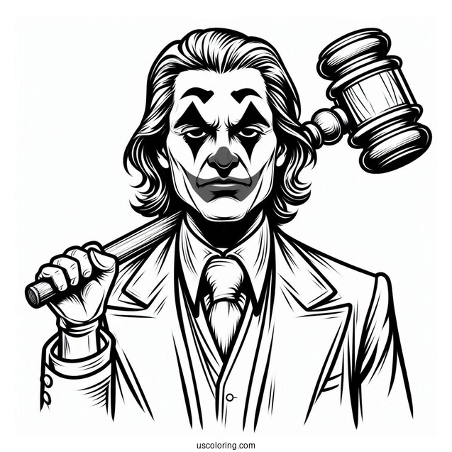 Joker Coloring Page Holding His Iconic Mallet