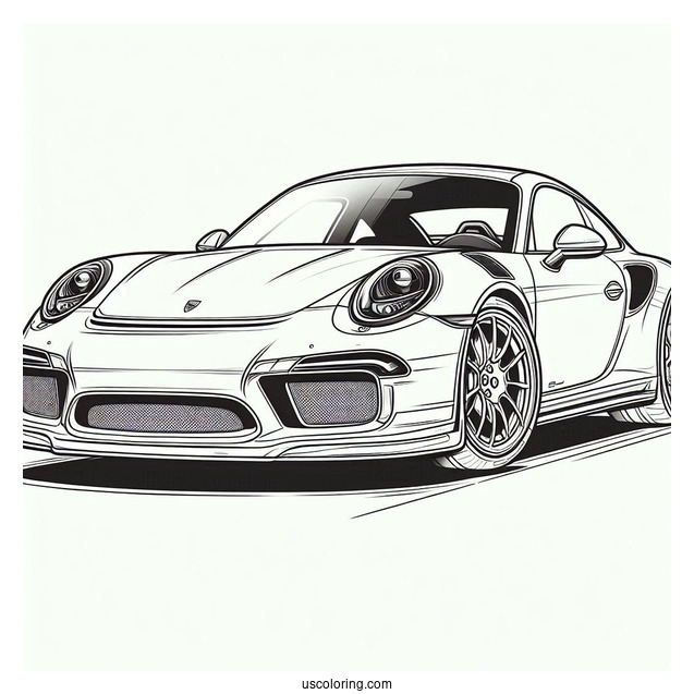 Simple Outline Of Solido Porsche Coloring Page