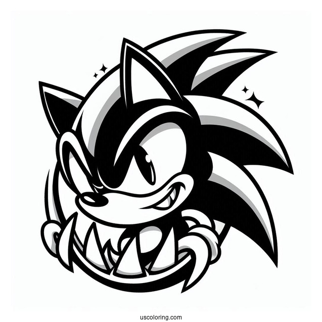 Sonic Exe Coloring Page Showing Sharp Teeth