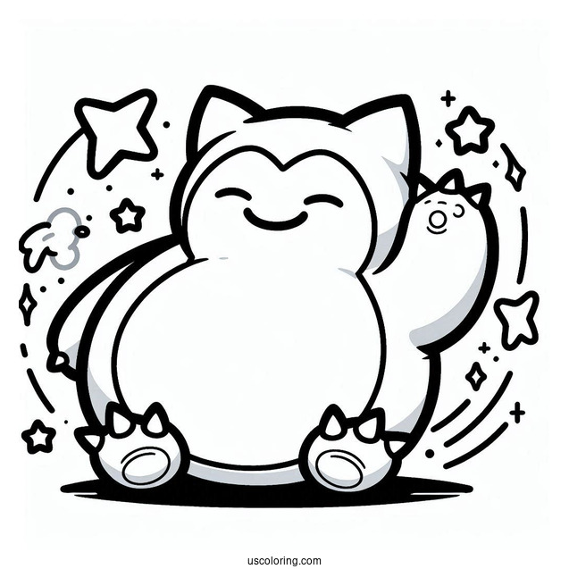 Waving Snorlax Coloring Page For Preschoolers