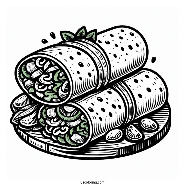 Mexican Burritos Coloring Page