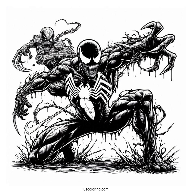 Spider-Man Fighting Carnage Coloring Page