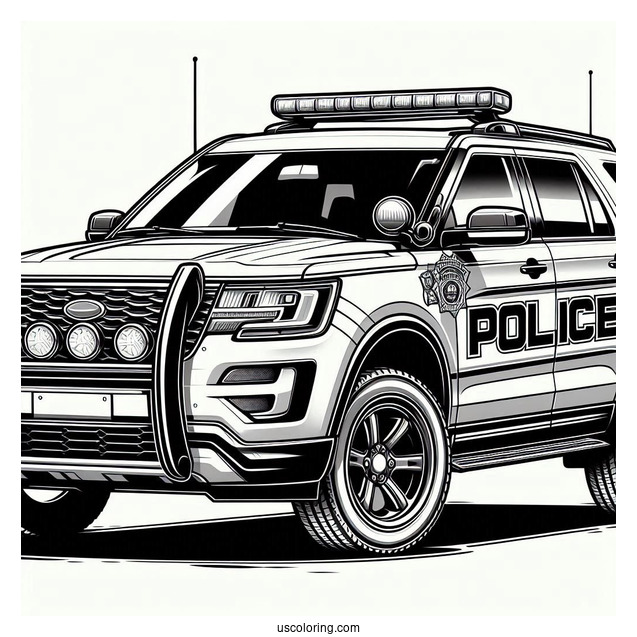 SUV Police Car Coloring Sheet