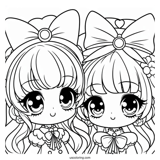 My Melody Coloring Page With Uta Yumeno And Kuromi