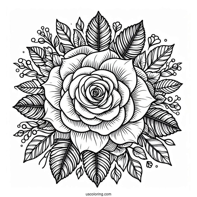 Detailed Rose Mandala For Relaxation