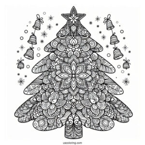 Christmas Tree With Bells Christmas Mandala Coloring Page