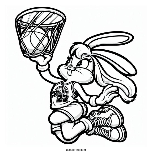 Lola Bunny Slam Dunks Coloring Page